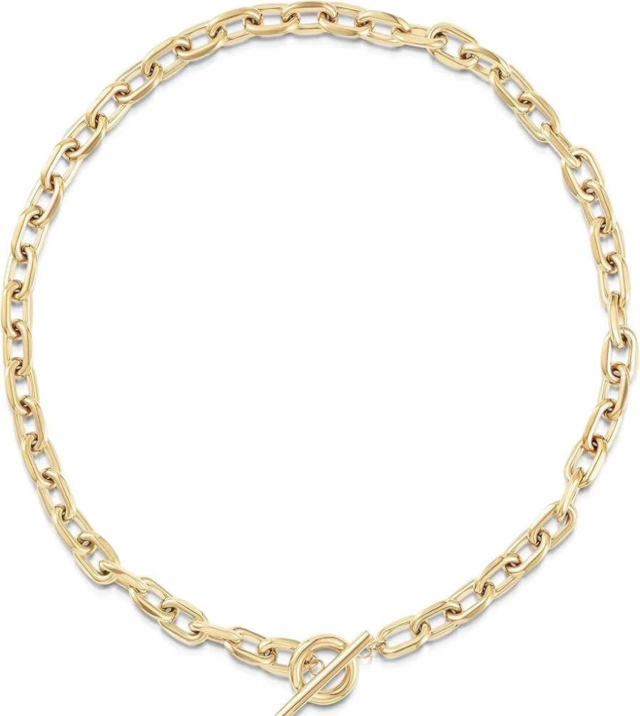 MVMT Women's Chunky Cable Chain Necklace with Toggle Buckle - Stylish Layering Silver Jewelry