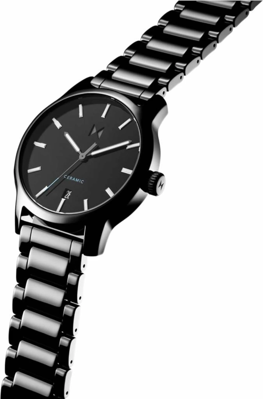 MVMT Men's Classic II 44mm Ceramic Link Bracelet Quartz Watch - Water Resistant 30M, Sport & Everyday Wear