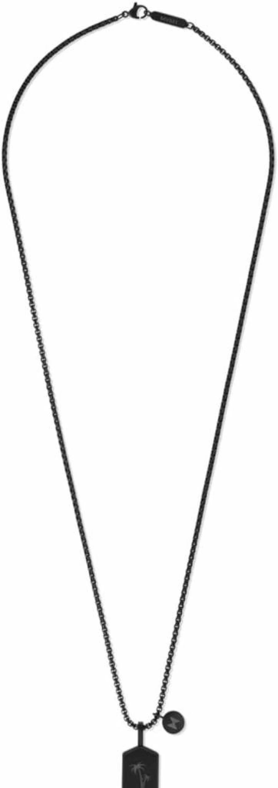 MVMT Men's Black & Silver Palm Tree Pendant Necklace - Ionic Plated Steel Fashion Jewelry for Men